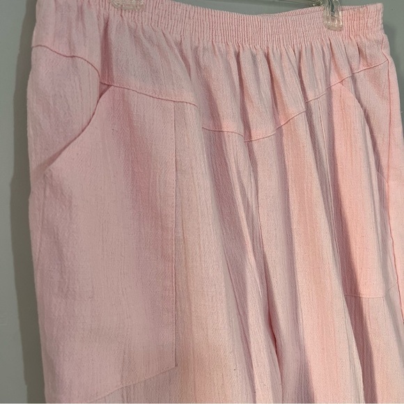 Vintage ballerina pink elastic waist cotton blend comfy lightweight ankle pants - Picture 10 of 14